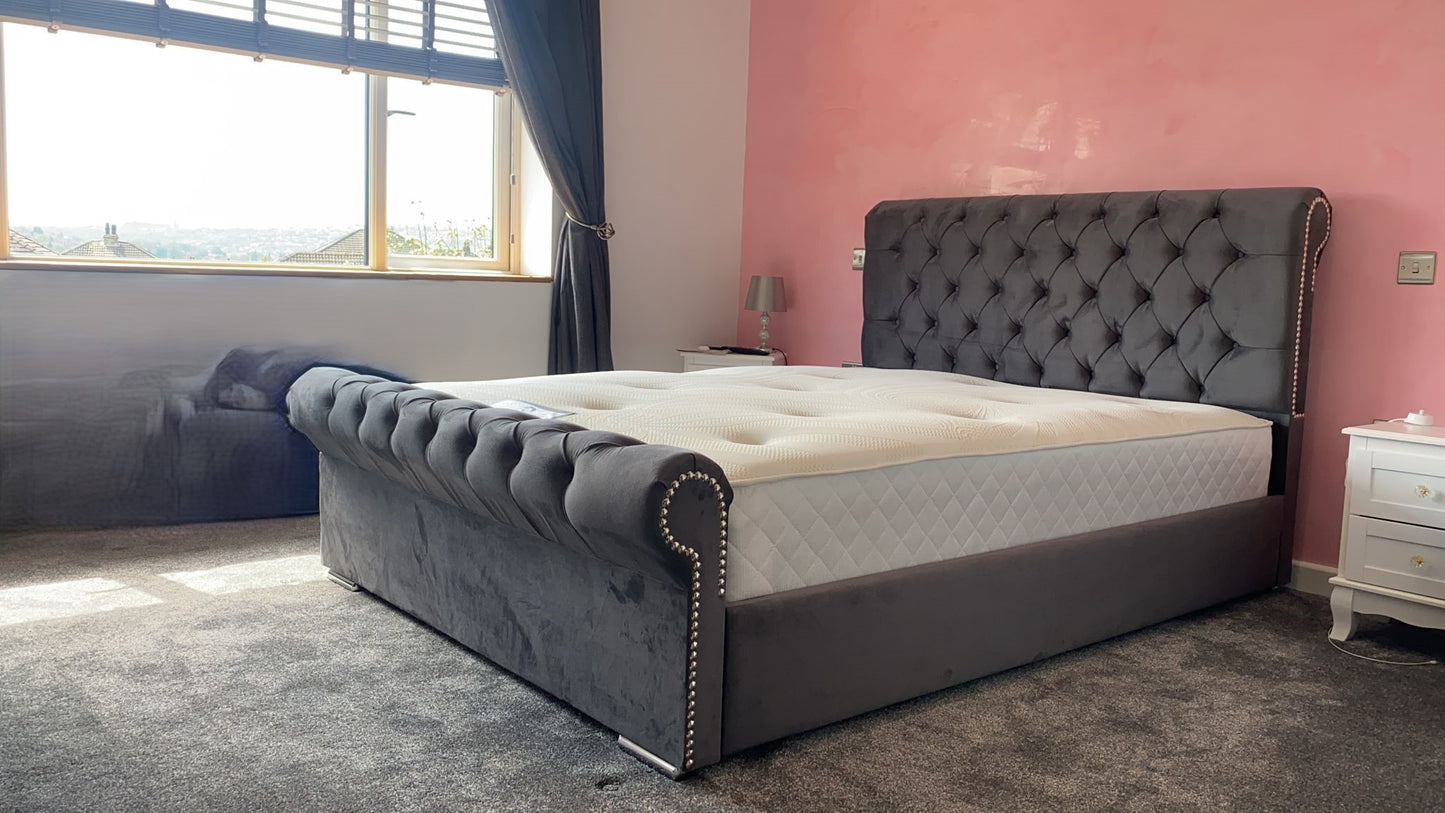 Chesterfield Sleigh"Ottomon" Frame & Mattress Package