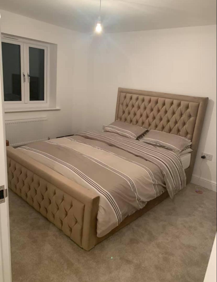 Monaco Bordered Chesterfield "Ottoman" Frame & Mattress Package